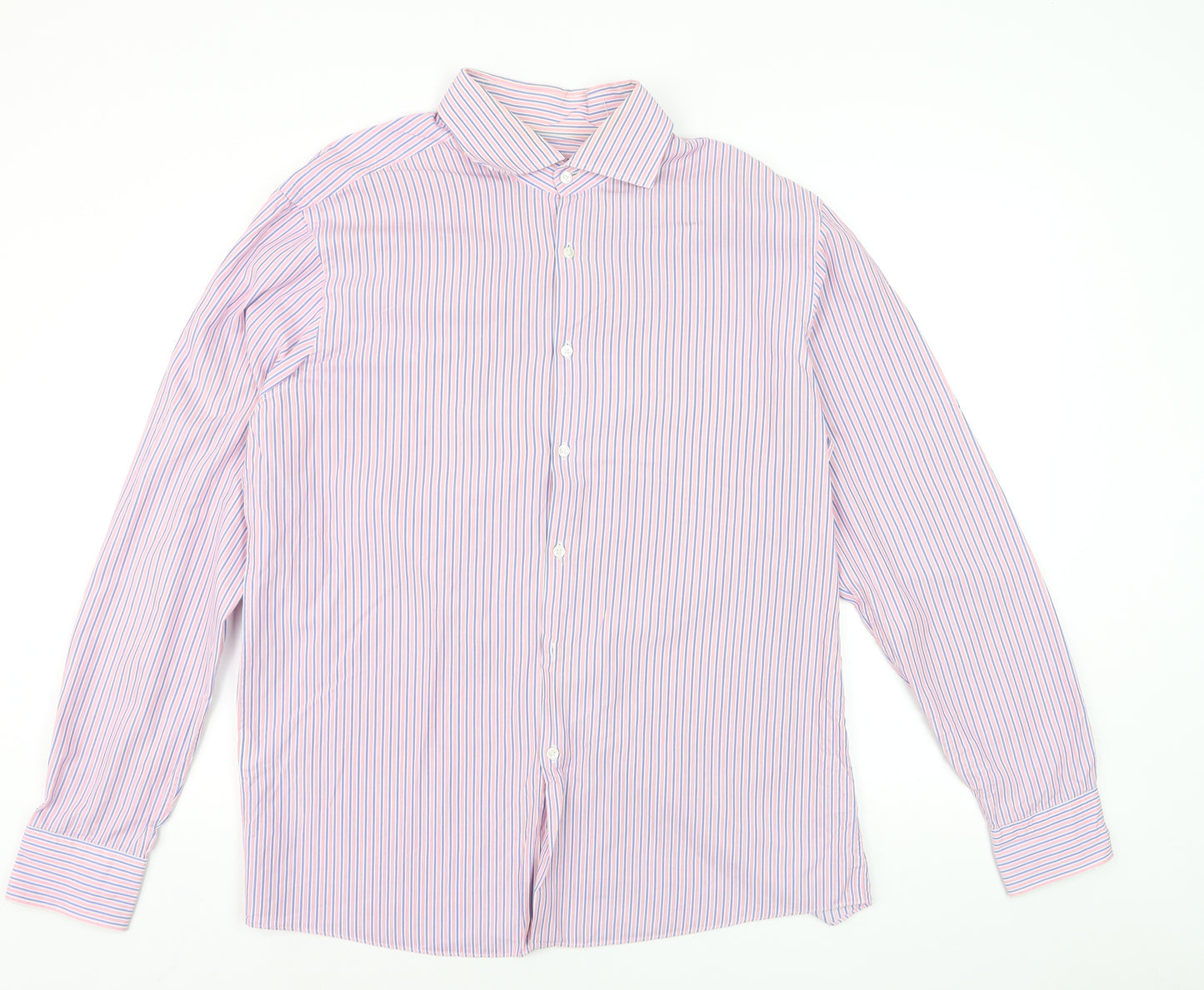 Hugo Boss Men's Multicoloured Slim Fit Striped Dress Shirt 17.5in