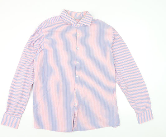 Hugo Boss Men's Multicoloured Slim Fit Striped Dress Shirt 17.5in