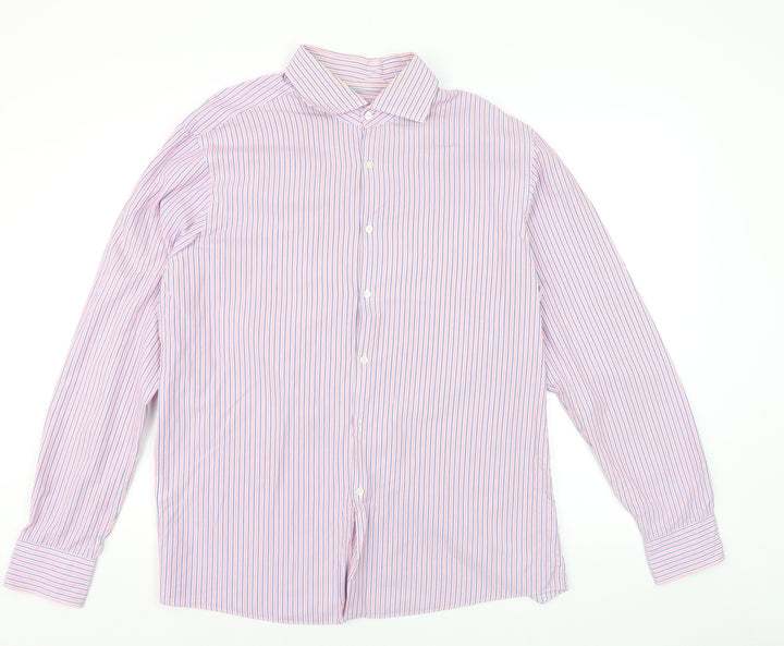 Hugo Boss Men's Multicoloured Slim Fit Striped Dress Shirt 17.5in