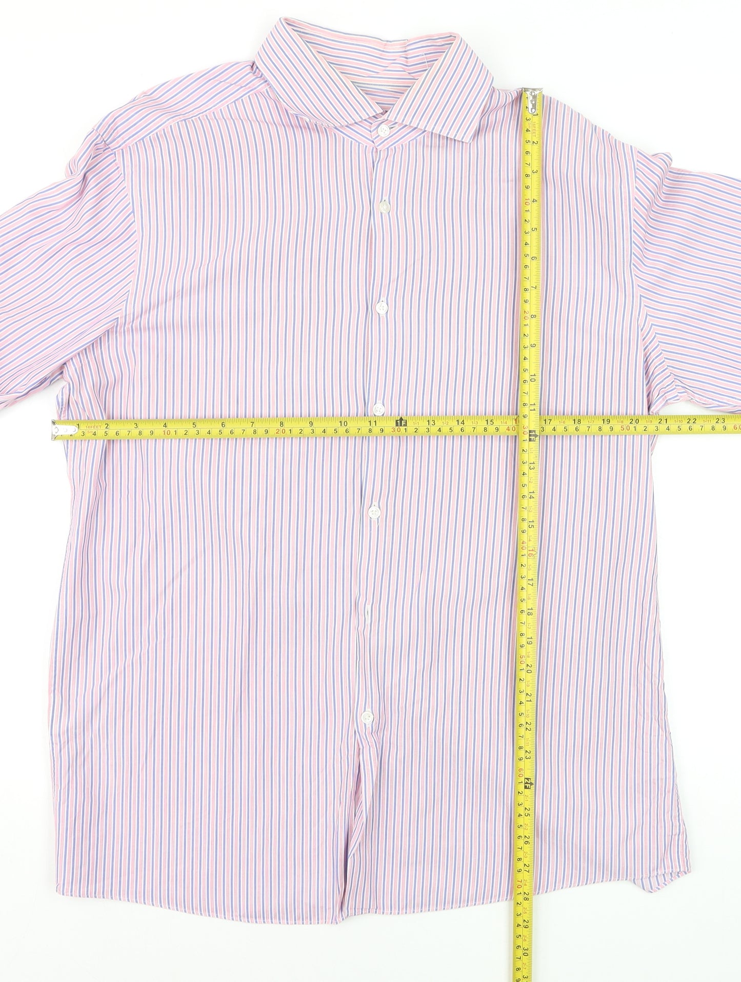 Hugo Boss Men's Multicoloured Slim Fit Striped Dress Shirt 17.5in