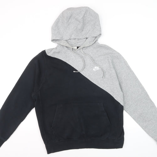 Nike Men's Grey Black Pullover Hoodie M Fleece Sportswear