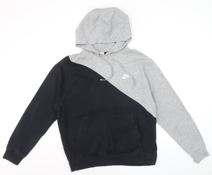 Nike Men's Grey Black Pullover Hoodie M Fleece Sportswear