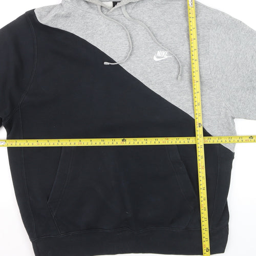 Nike Men's Grey Black Pullover Hoodie M Fleece Sportswear