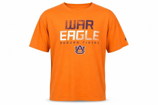 Front view of Russell Men’s Orange 2XL WAR EAGLE Auburn Tigers Graphic T-Shirt