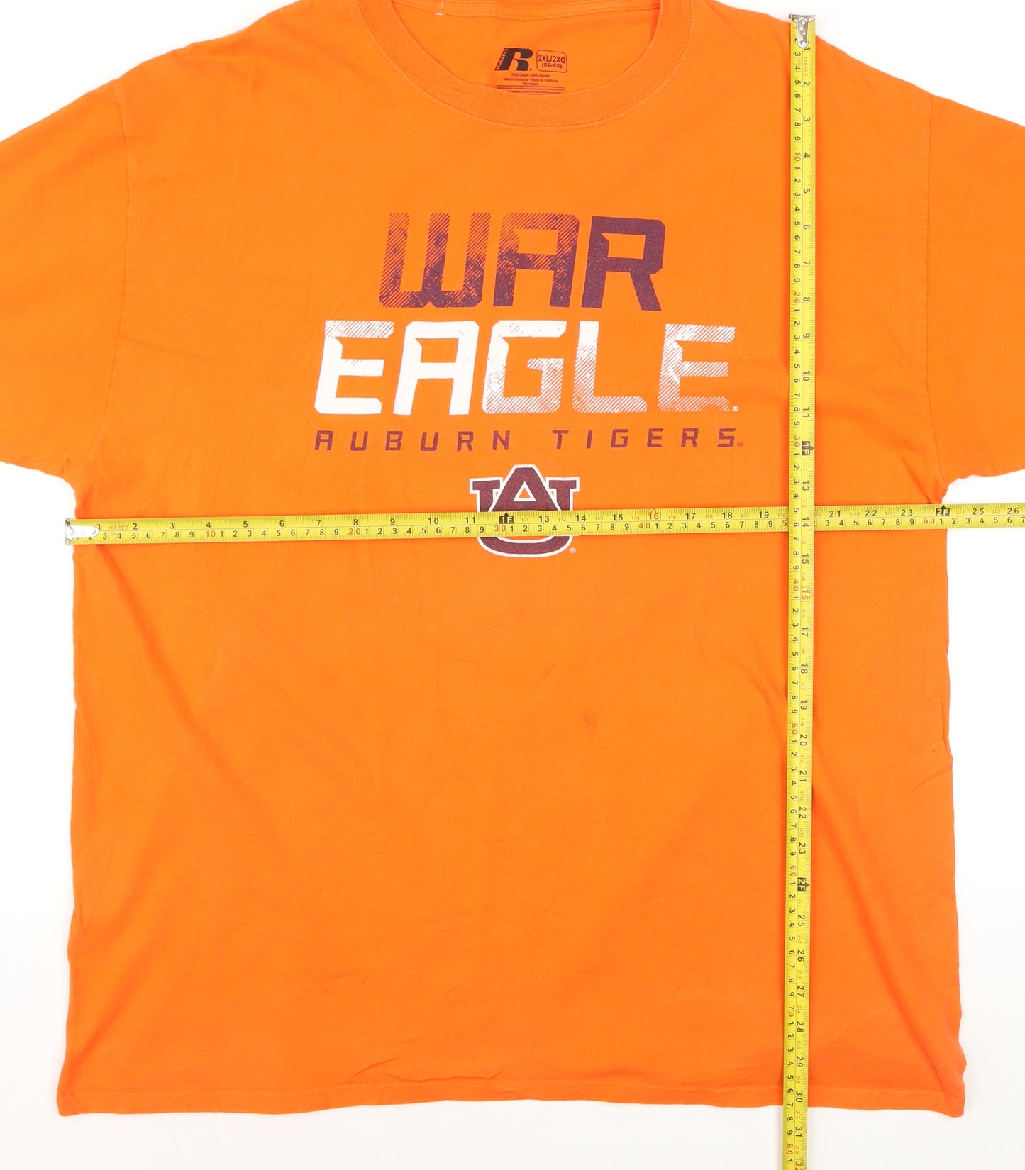 Russell Men’s Orange 2XL WAR EAGLE Auburn Tigers Graphic T-Shirt