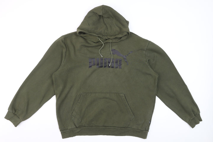 Puma Men's Green Pullover Hoodie Size L Regular Fit Logo Fleece
