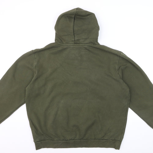 Puma Men's Green Pullover Hoodie Size L Regular Fit Logo Fleece