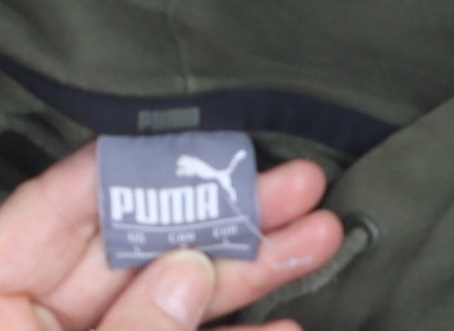Puma Men's Green Pullover Hoodie Size L Regular Fit Logo Fleece