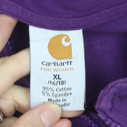 Carhartt Women Purple Full Zip Sweatshirt XL Cotton Blend Casual