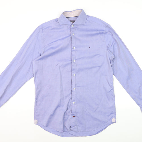 Tommy Hilfiger Men's Blue Fitted Long Sleeve Dress Shirt Size 15.5 39