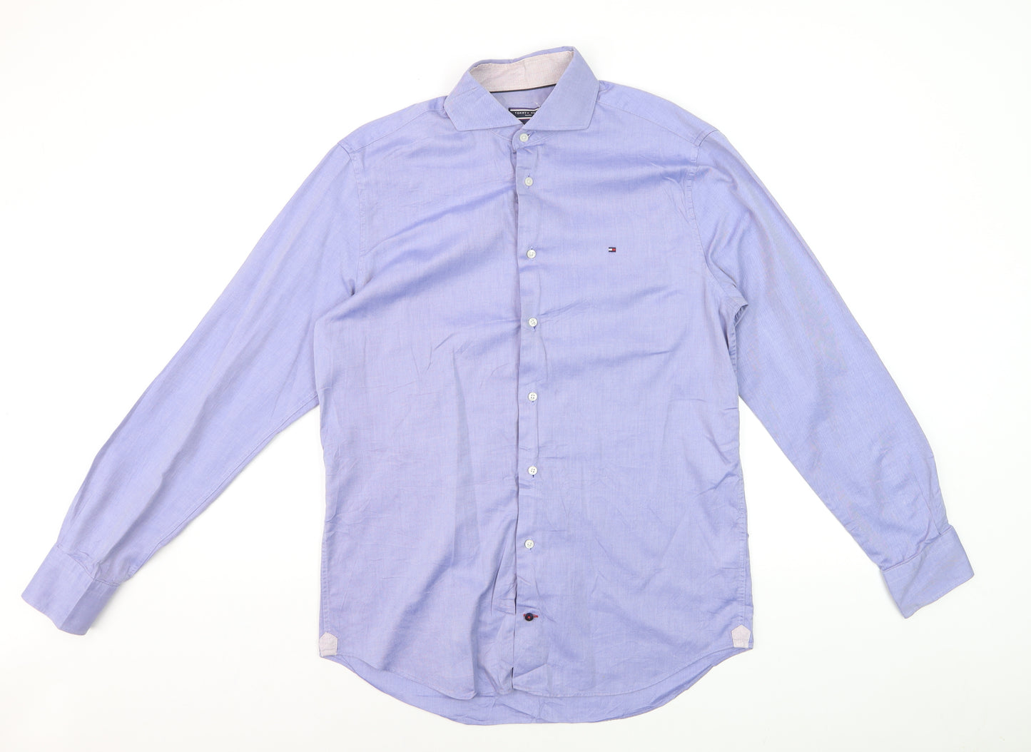 Tommy Hilfiger Men's Blue Fitted Long Sleeve Dress Shirt Size 15.5 39