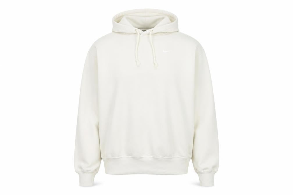Front view of Nike Men's Ivory Pullover Hoodie M Regular Fit Fleece Sweatshirt