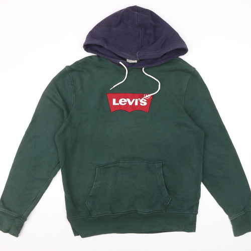 Levi's Men's Green Pullover Hoodie M Hooded Graphic Logo Sweatshirt