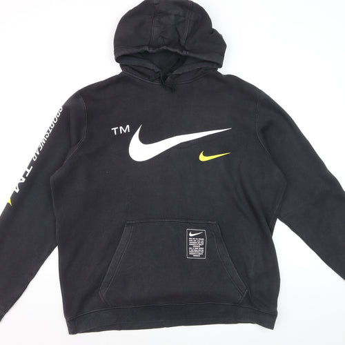 Nike Men's Black XL Pullover Hoodie with Logo Print