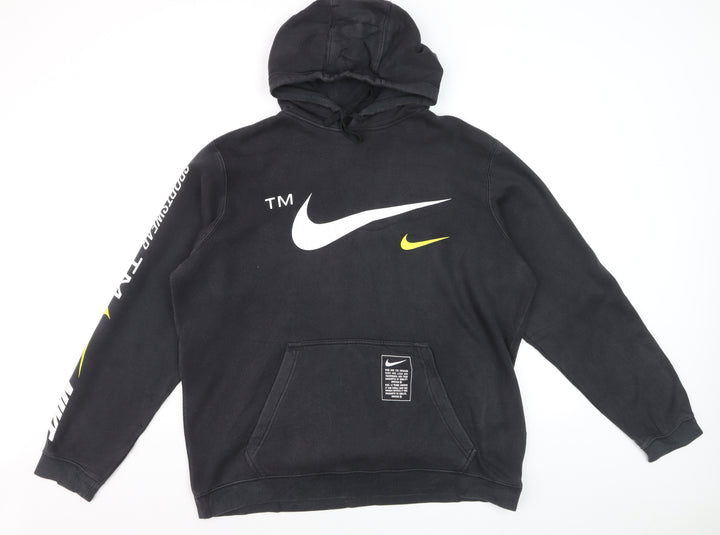 Nike Men's Black XL Pullover Hoodie with Logo Print