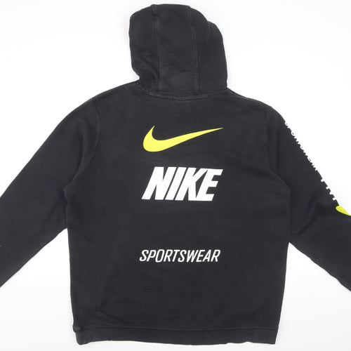 Nike Men's Black XL Pullover Hoodie with Logo Print