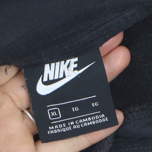 Nike Men's Black XL Pullover Hoodie with Logo Print