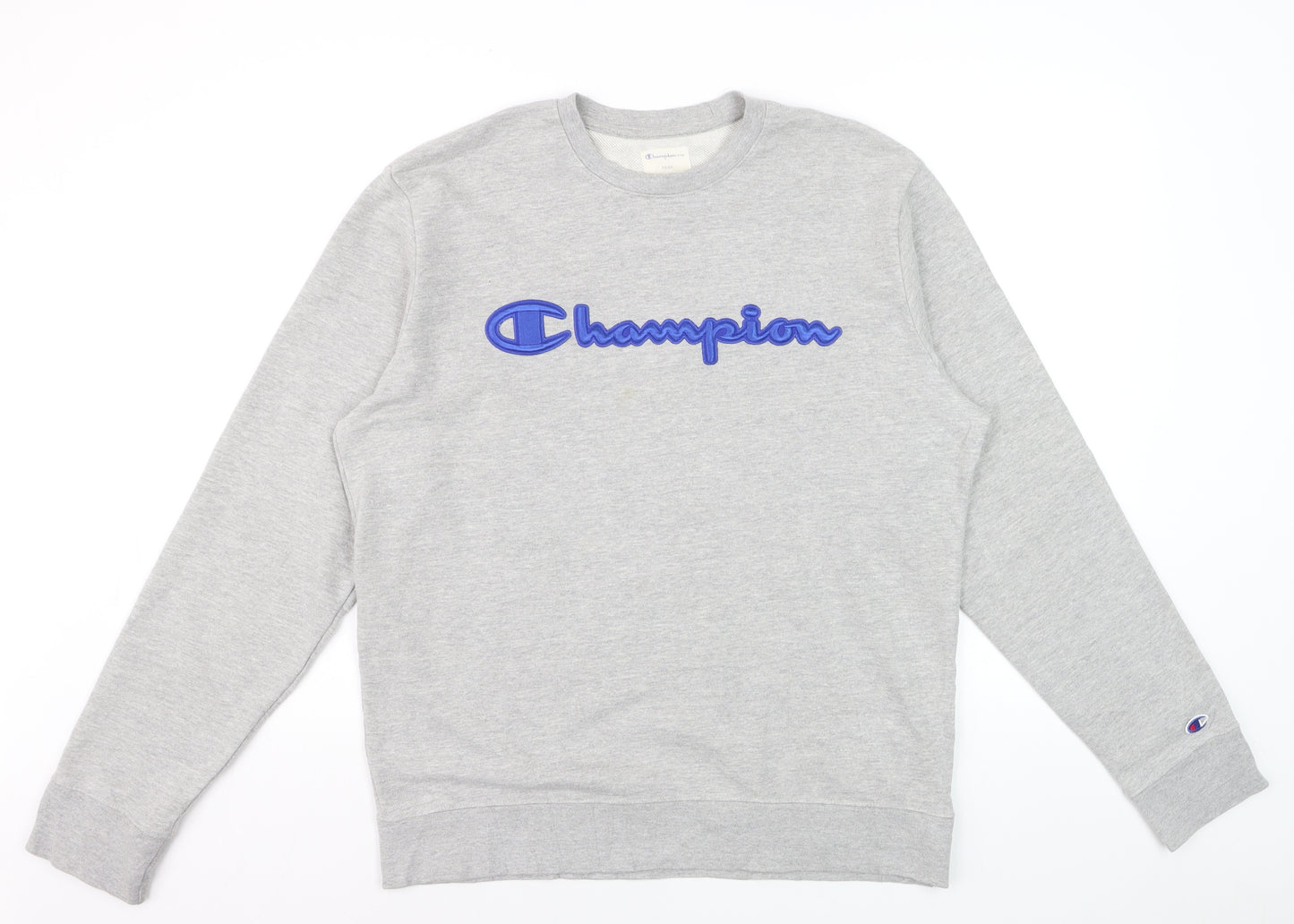 Champion Men's Grey Crew Neck Embroidered Logo Sweatshirt M
