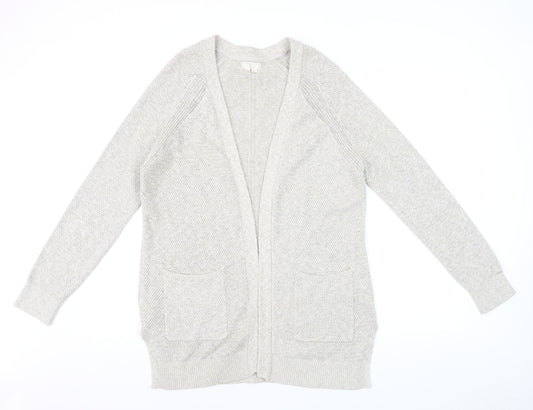 Fat Face Women Beige Knit Long Sleeve Open Cardigan UK 10