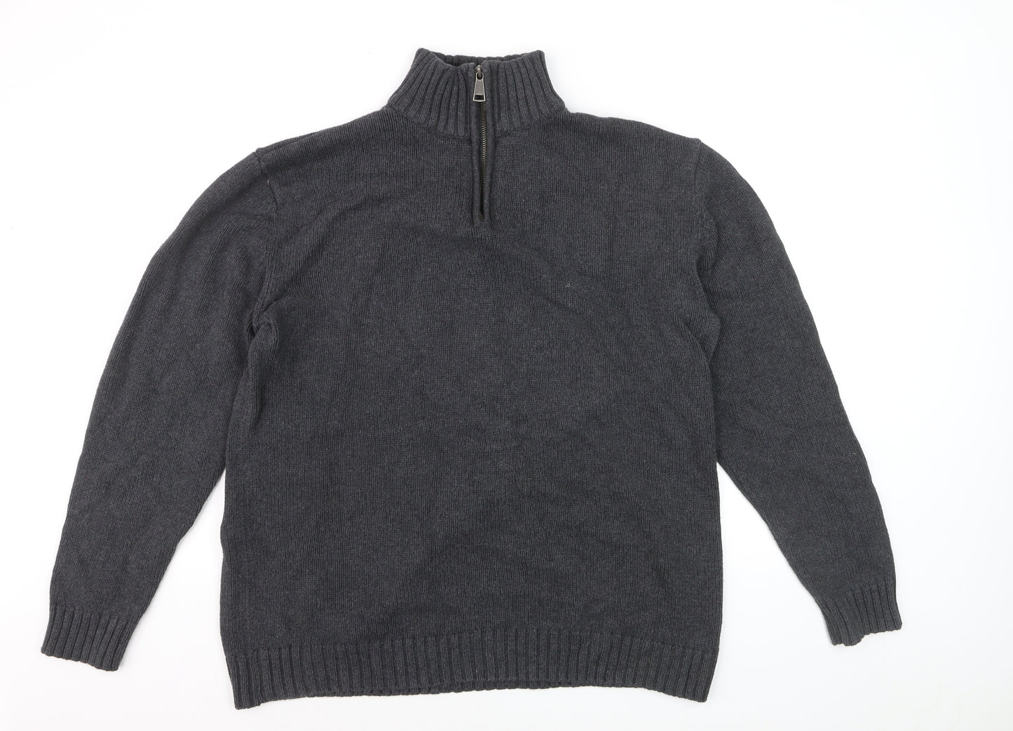 Charles Wilson Men’s Grey 3XL 1/2 Zip Cotton Jumper High Neck Knit