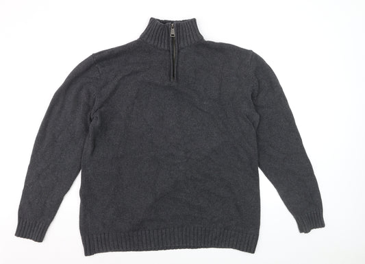 Charles Wilson Men’s Grey 3XL 1/2 Zip Cotton Jumper High Neck Knit