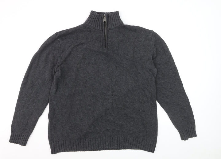 Charles Wilson Men’s Grey 3XL 1/2 Zip Cotton Jumper High Neck Knit