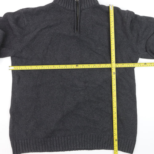Charles Wilson Men’s Grey 3XL 1/2 Zip Cotton Jumper High Neck Knit
