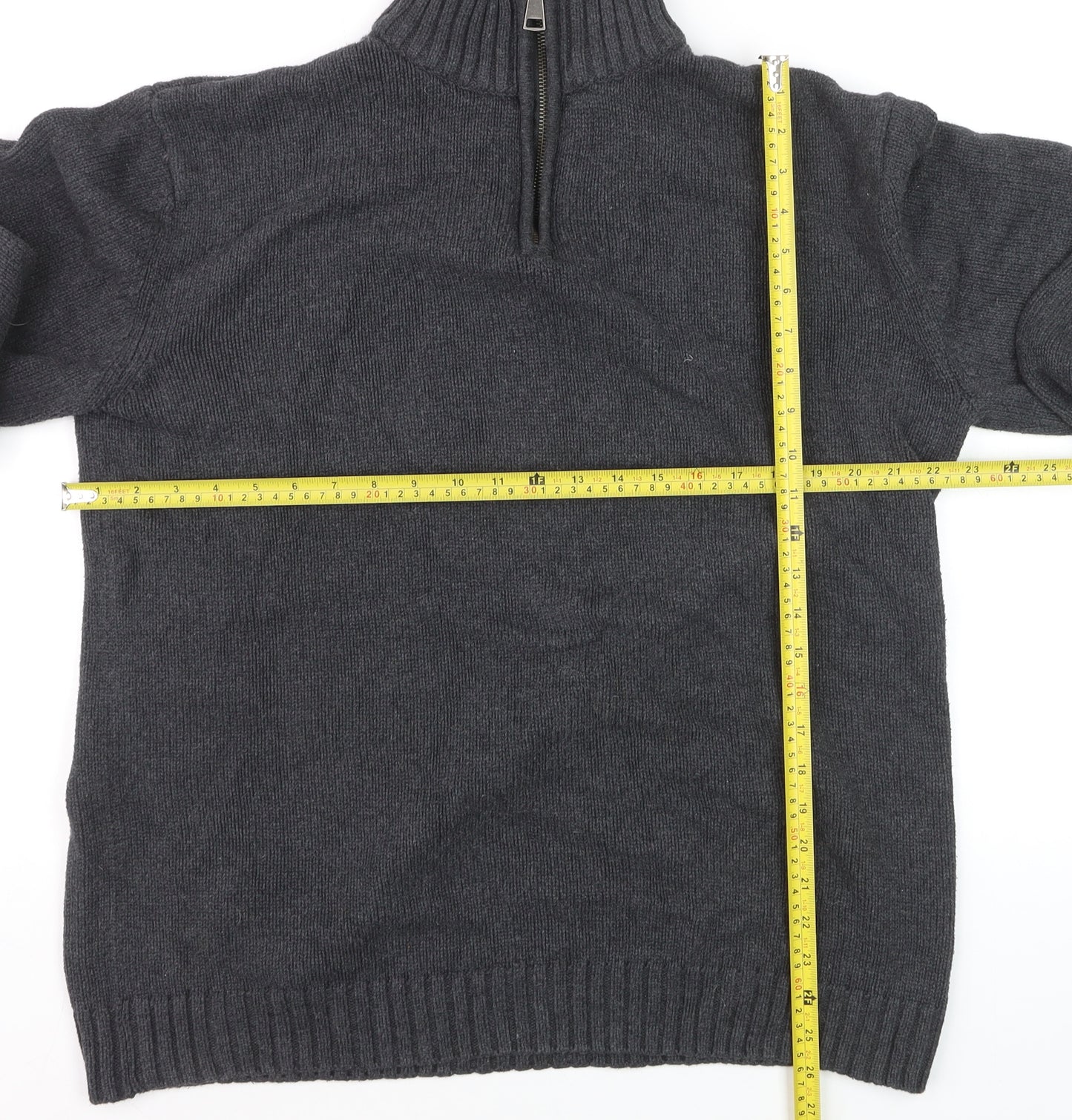 Charles Wilson Men’s Grey 3XL 1/2 Zip Cotton Jumper High Neck Knit