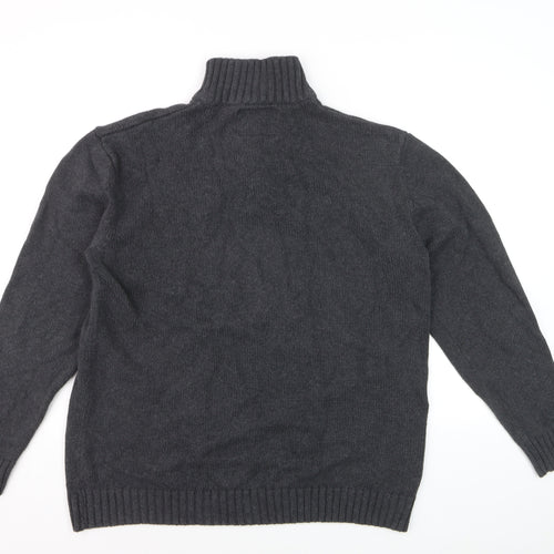 Charles Wilson Men’s Grey 3XL 1/2 Zip Cotton Jumper High Neck Knit
