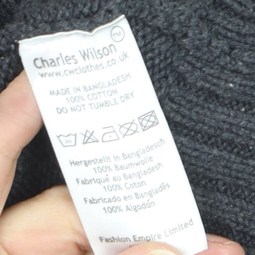 Charles Wilson Men’s Grey 3XL 1/2 Zip Cotton Jumper High Neck Knit