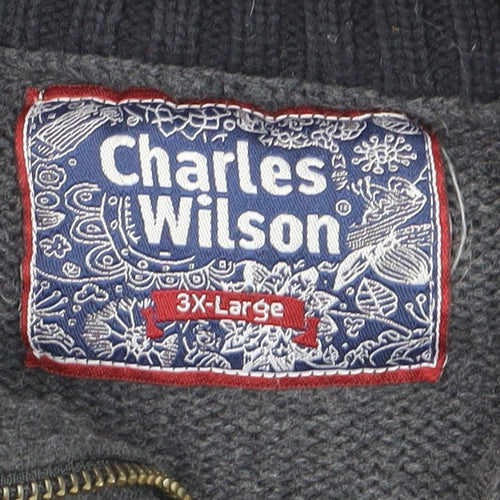Charles Wilson Men’s Grey 3XL 1/2 Zip Cotton Jumper High Neck Knit