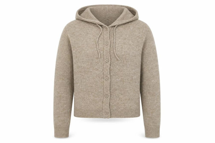 Boohoo Women’s Beige Hooded Button Cardigan XS