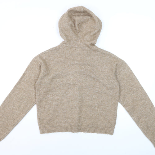 Boohoo Women’s Beige Hooded Button Cardigan XS
