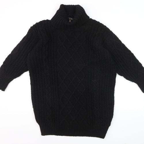 RED London Womens Black Cable-Knit Roll Neck Jumper Size M