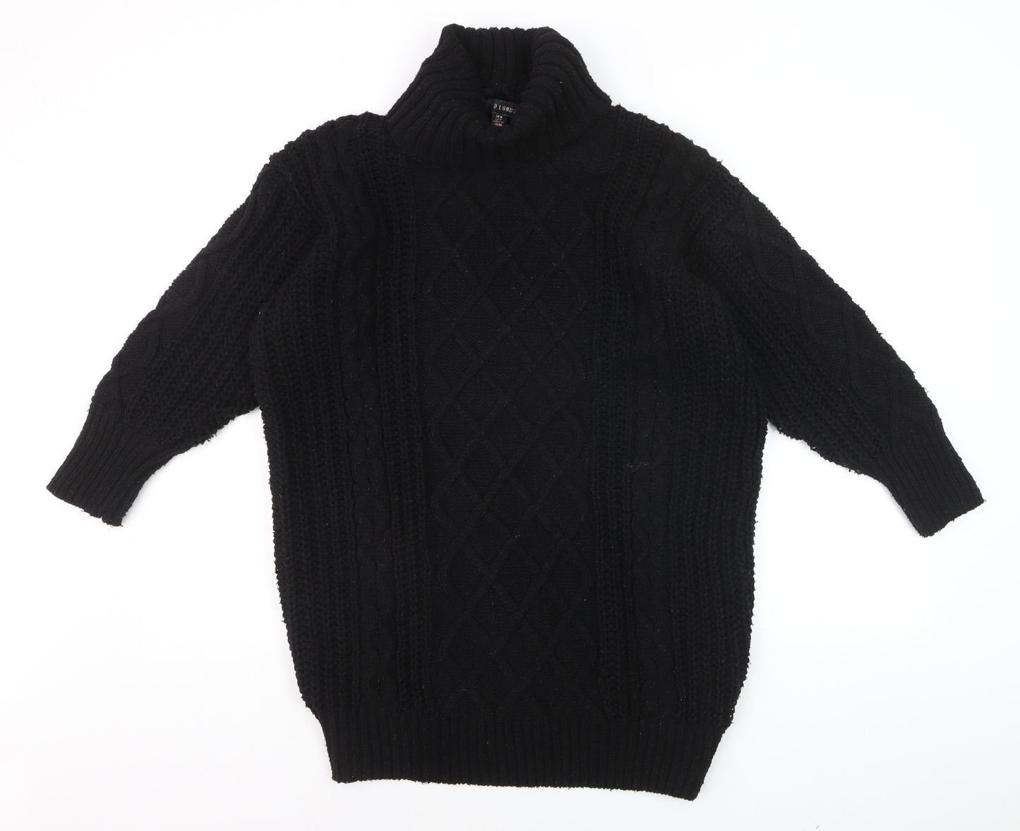 RED London Womens Black Cable-Knit Roll Neck Jumper Size M