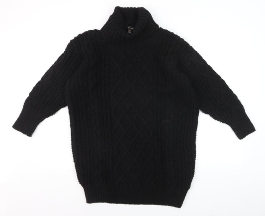 RED London Womens Black Cable-Knit Roll Neck Jumper Size M