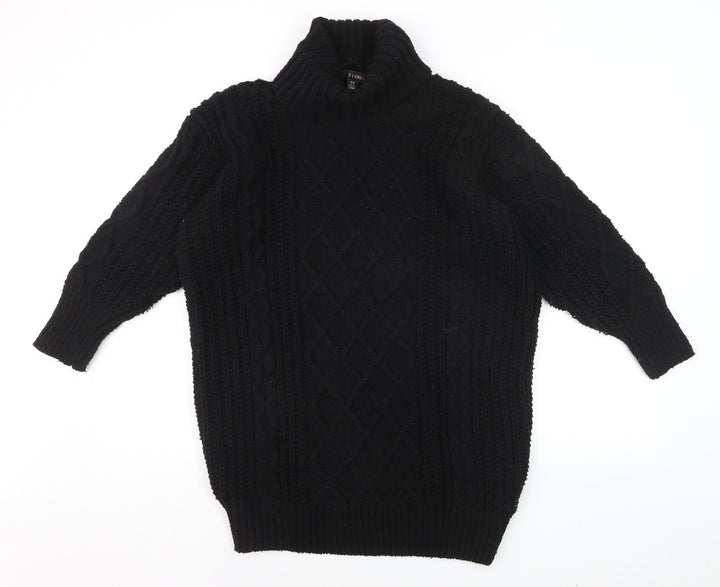 RED London Womens Black Cable-Knit Roll Neck Jumper Size M