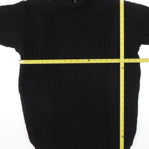 RED London Womens Black Cable-Knit Roll Neck Jumper Size M