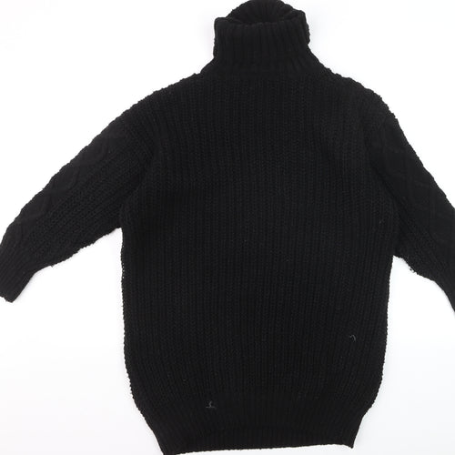 RED London Womens Black Cable-Knit Roll Neck Jumper Size M