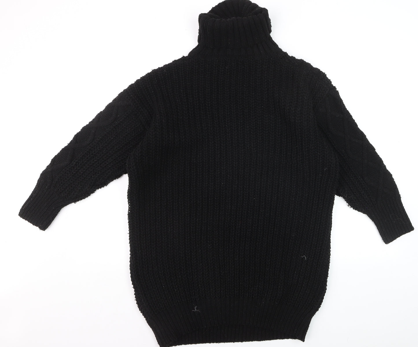 RED London Womens Black Cable-Knit Roll Neck Jumper Size M
