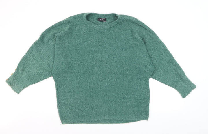 Ellie B Women's Green Crew Neck Long Sleeve Pullover Jumper Size S