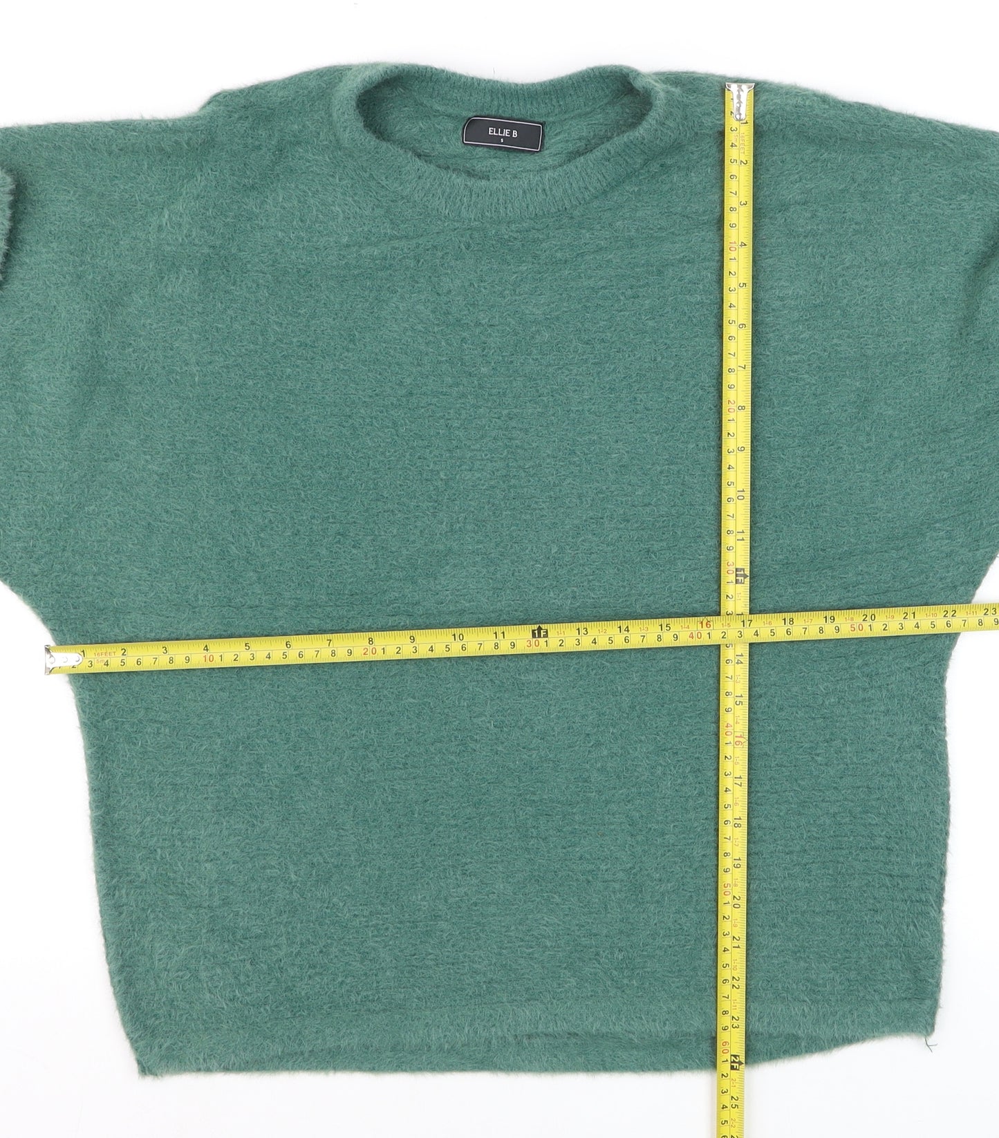 Ellie B Women's Green Crew Neck Long Sleeve Pullover Jumper Size S