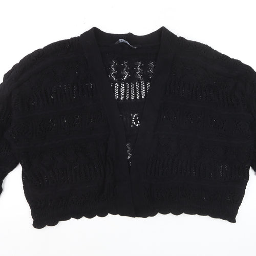 Yours Women Black Plus Size 22 Open Knit V-Neck Cardigan
