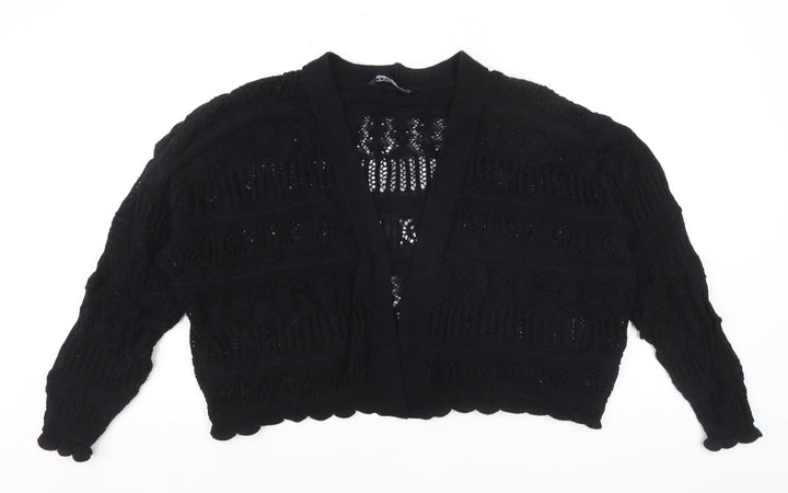 Yours Women Black Plus Size 22 Open Knit V-Neck Cardigan