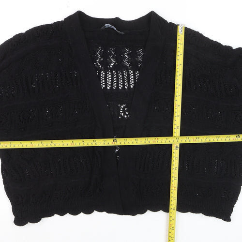 Yours Women Black Plus Size 22 Open Knit V-Neck Cardigan