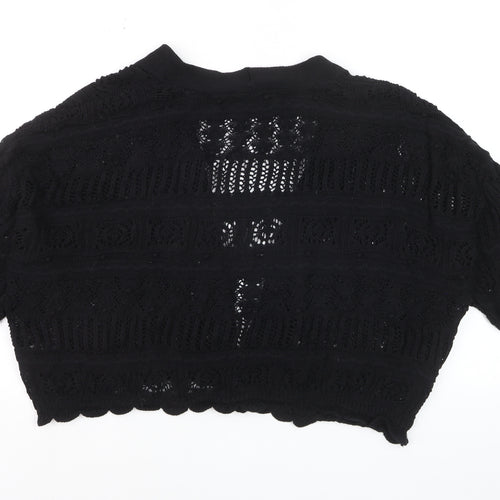 Yours Women Black Plus Size 22 Open Knit V-Neck Cardigan