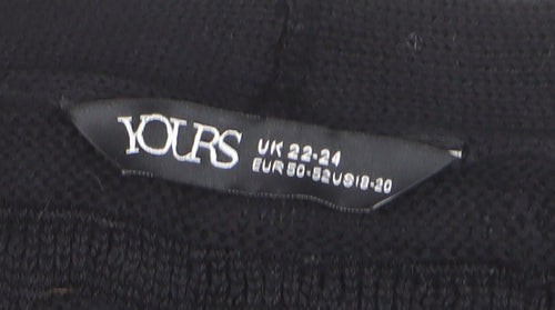 Yours Women Black Plus Size 22 Open Knit V-Neck Cardigan