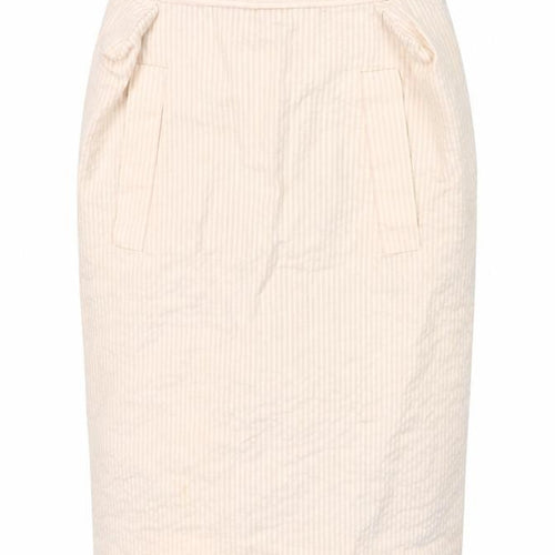 Vivienne Westwood Women Beige Striped Pencil Knee Length Skirt UK 12