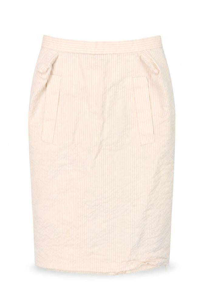 Vivienne Westwood Women Beige Striped Pencil Knee Length Skirt UK 12