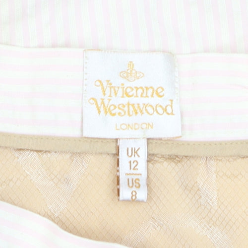 Vivienne Westwood Women Beige Striped Pencil Knee Length Skirt UK 12